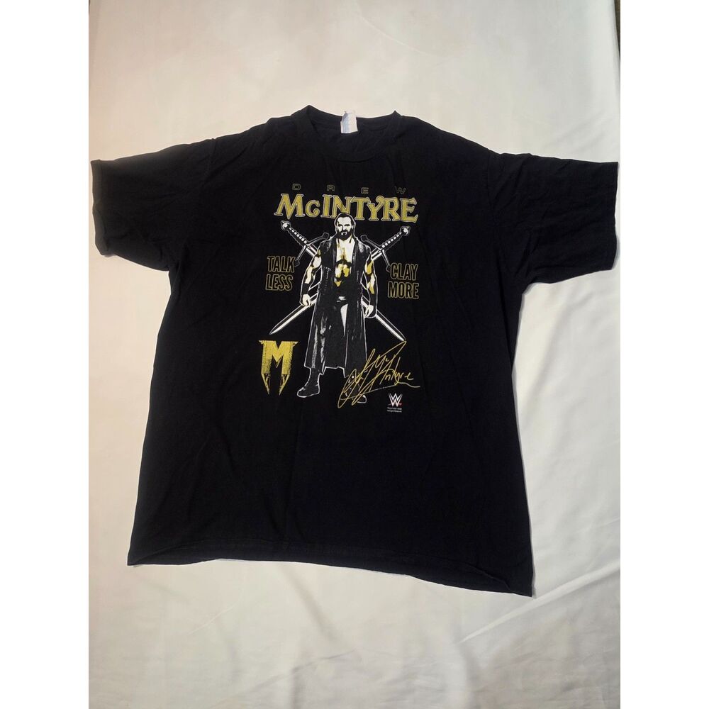 WWE Drew McIntyre Men's Size 2XL Black Talk Less Claymore Graphic T-Shirt 2XL